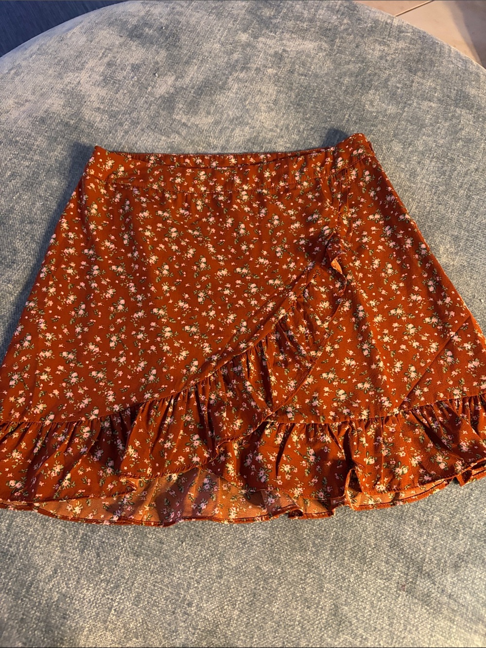 Windsor Rust Floral Ruffle Mini Skirt